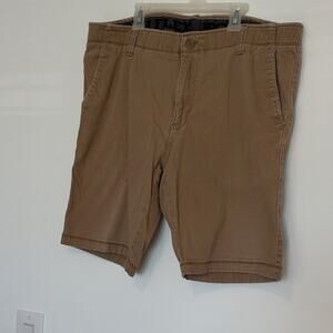 FLEX Men's khaki Cotton Chino Shorts Flat Front Pockets Casual